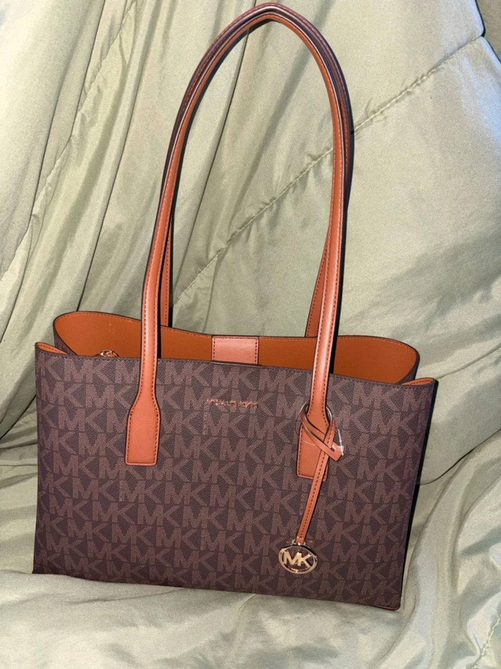 Michael Kors Brown MK Logo Tote with Matching Wallets BUNDLE DEAL!! - Picture 2 of 9